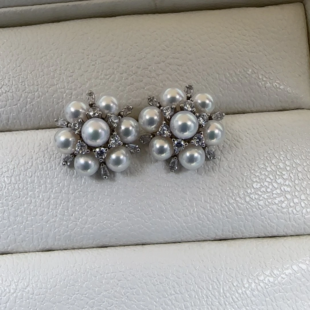 耳饰淡水珍珠银S925镶嵌