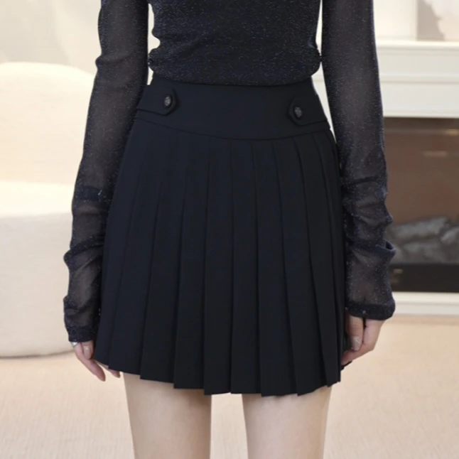 GIRDEAR/哥弟高腰显瘦时尚百搭学院风减龄百褶半身裙裤120053