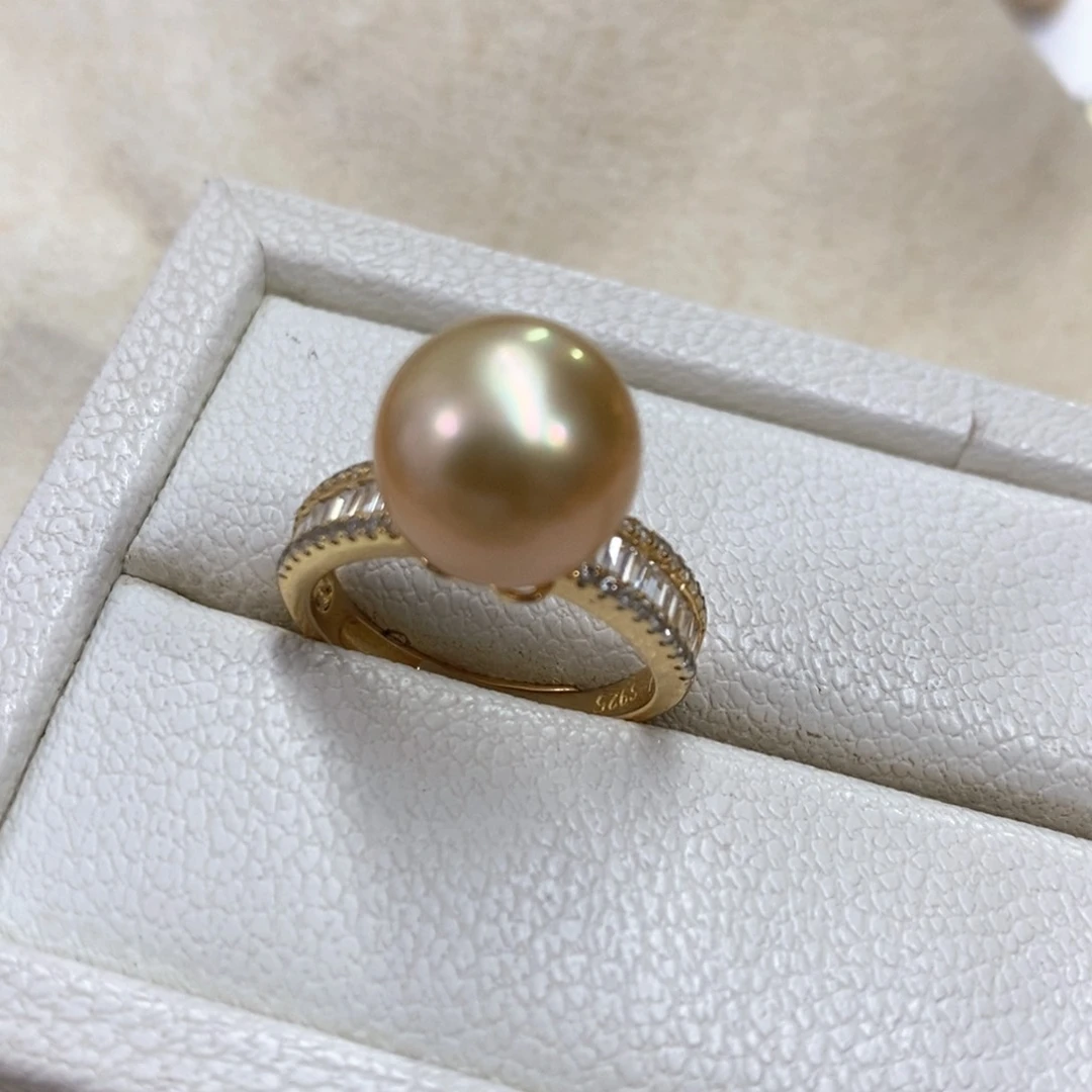 海水珍珠戒圈银S925镶嵌