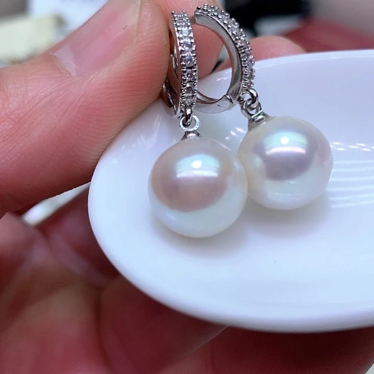 淡水珍珠耳饰银S925镶嵌