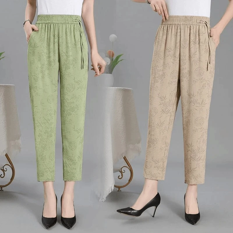 【夏季爆款】新中式裤子女萝卜裤小个子九分裤夏季妈妈装轻薄透气