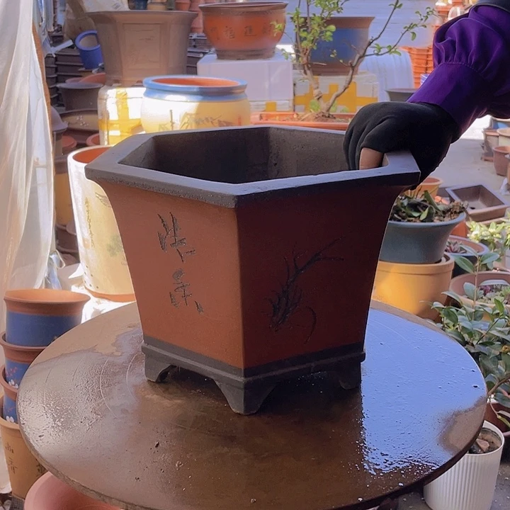 宜兴紫砂红六方32