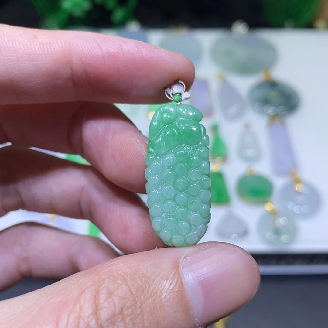 翡翠18K金镶嵌吊坠(不含链)