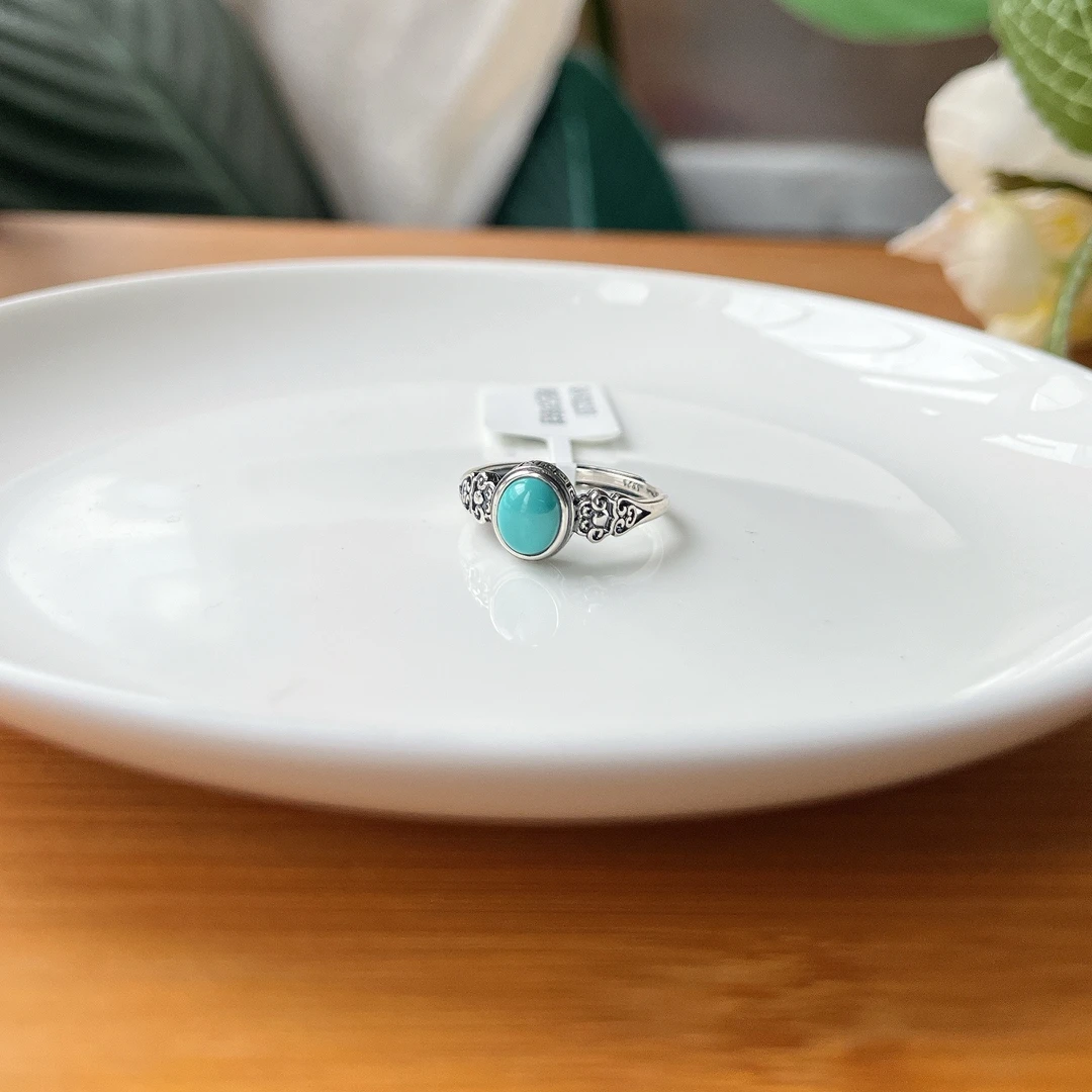 【郭老师】约5.5*7mm绿松石S295银戒指
