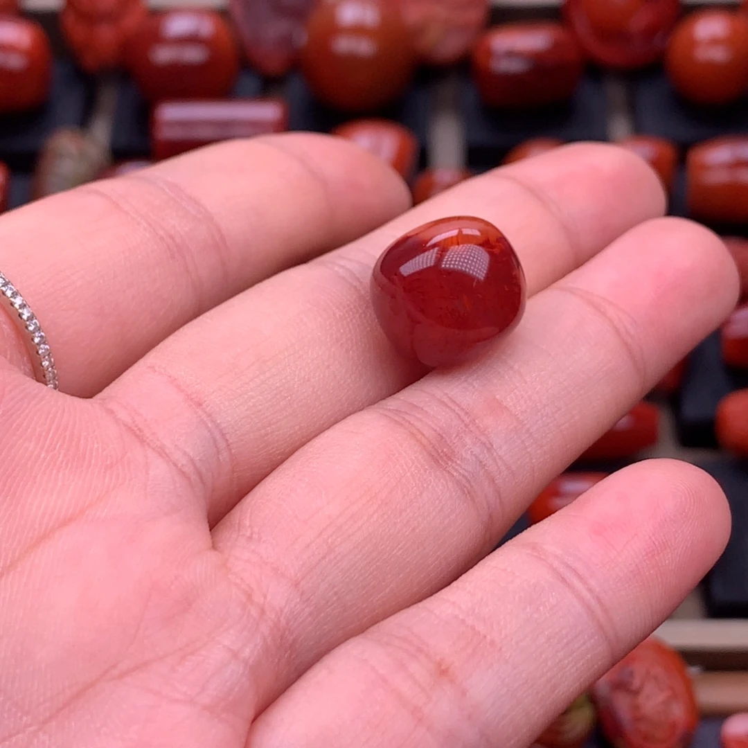 南红玛瑙未镶嵌川料原矿老型单珠14mm