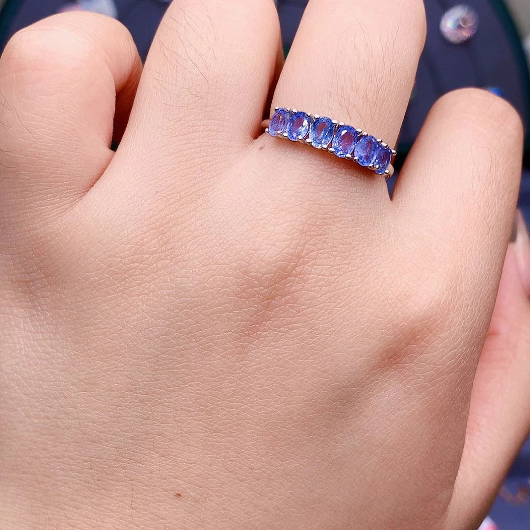蓝宝石戒指银S925镶嵌