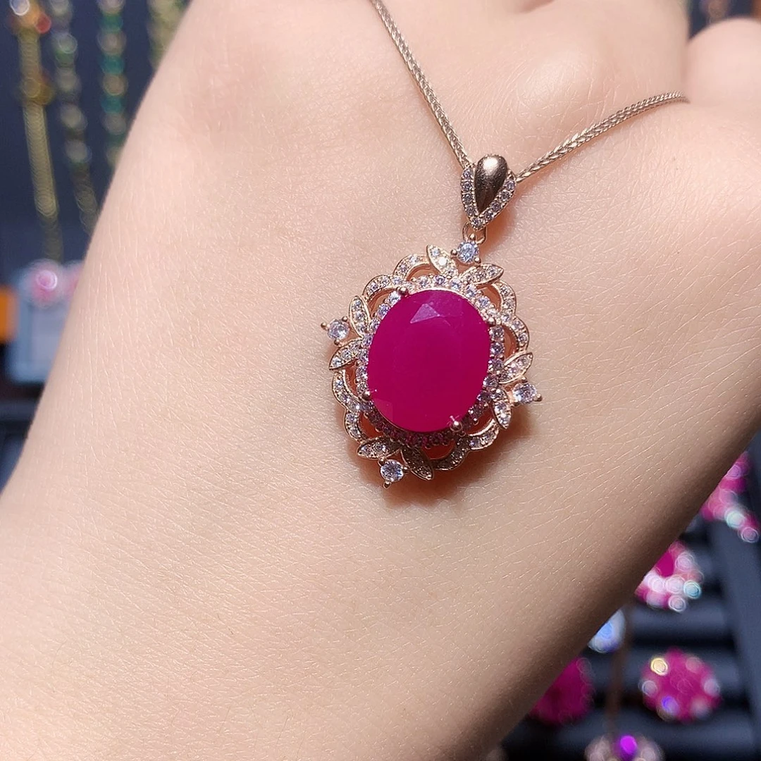 银S925镶嵌吊坠(赠链)红宝石