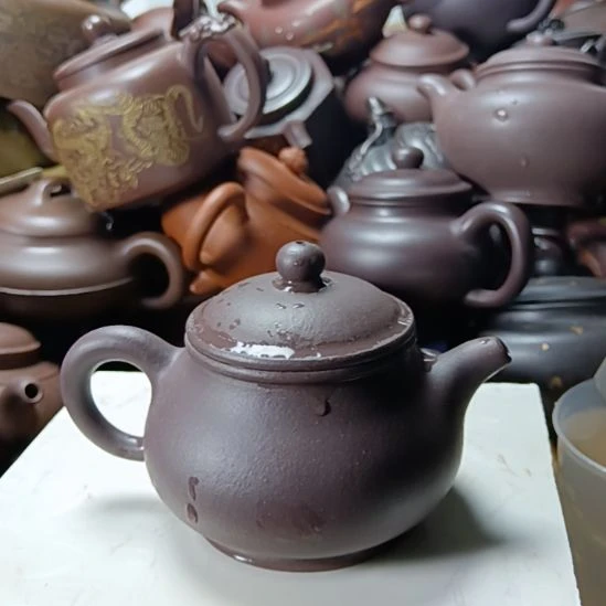 茶壶紫砂宜兴原矿天青柴烧手工250cc紫砂壶