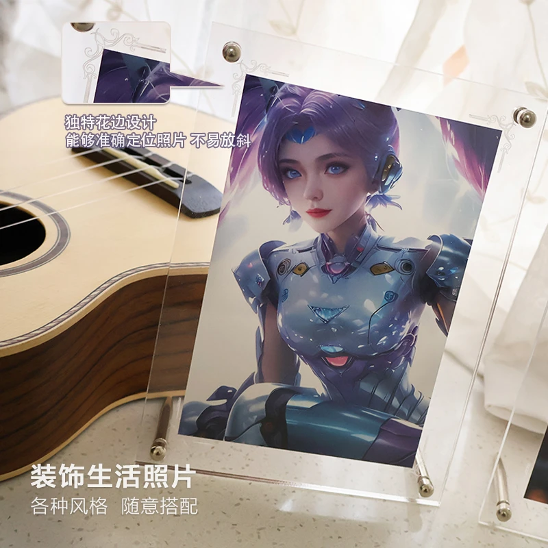 双面透明亚克力相框摆台六七6寸7明信片展示架8照片a4小桌面摆件