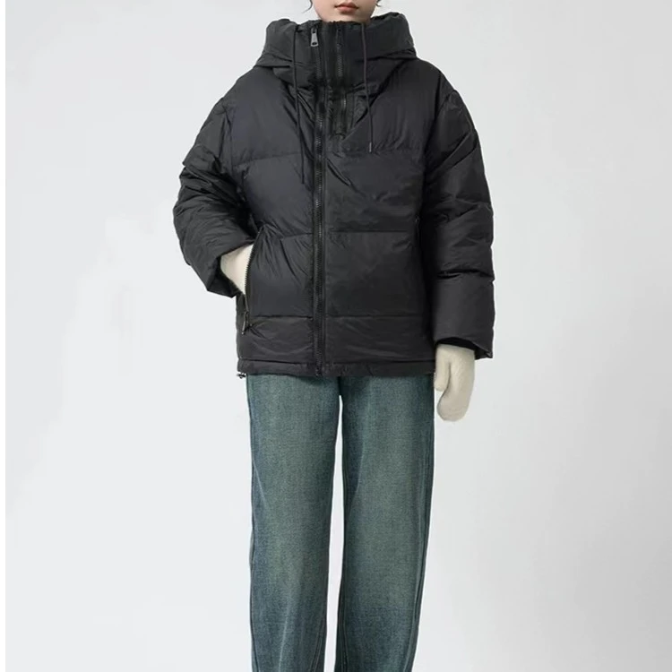 时尚休闲连帽潮流短款双拉链羽绒服C2495