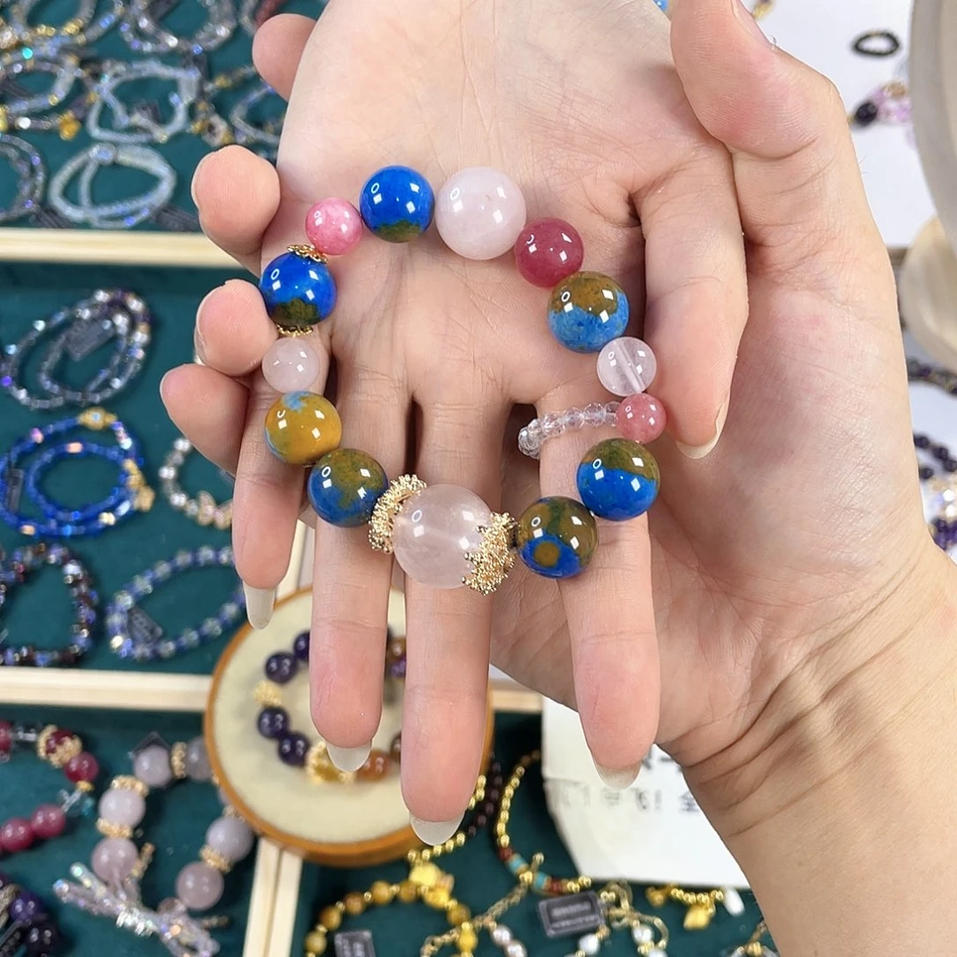 水晶手链银S925镀金镶嵌