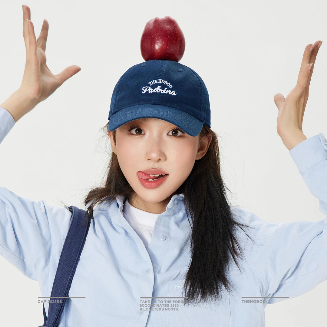 GEGEEN DOMOG字母锁链刺绣鸭舌帽女夏季封闭棒球帽防晒遮阳帽子男