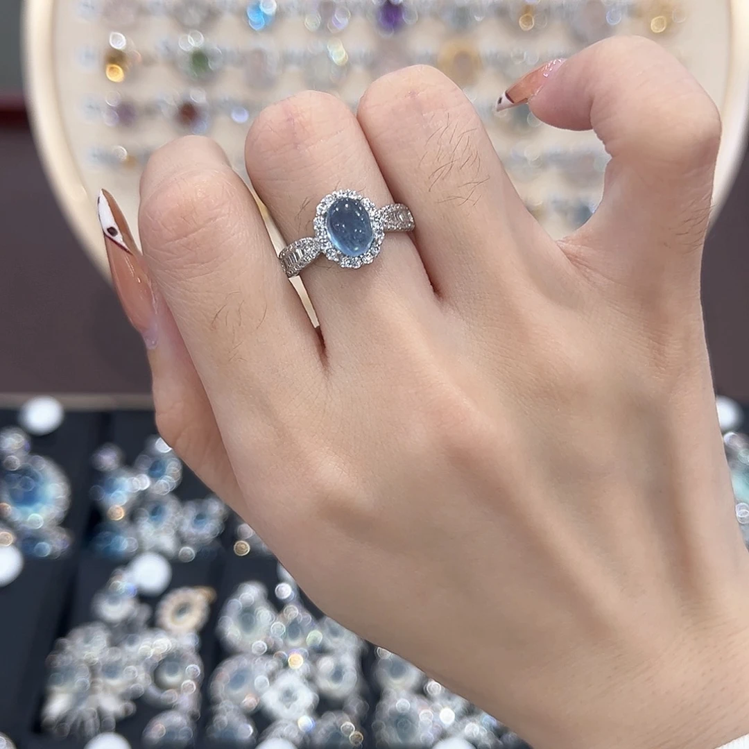 蛇纹石玉银S925镶嵌戒指