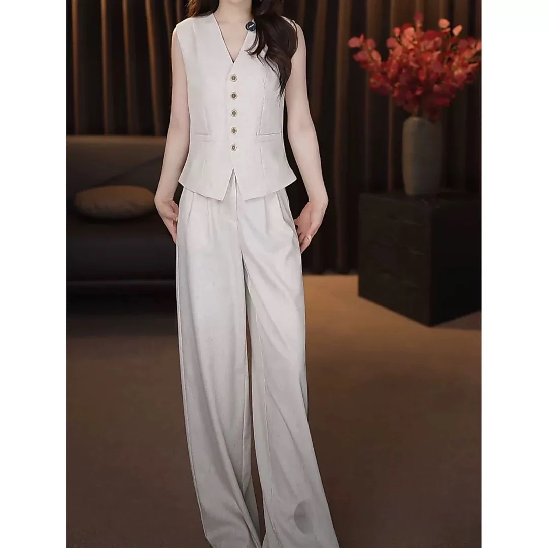 2025夏季新款法式气质高级穿搭小众老钱风修身显瘦马甲马甲套装女