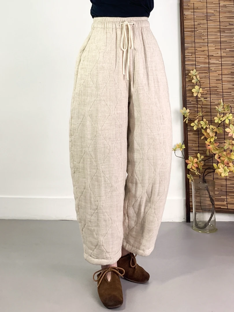 老爹裤复古加厚哈伦裤冬季纯色