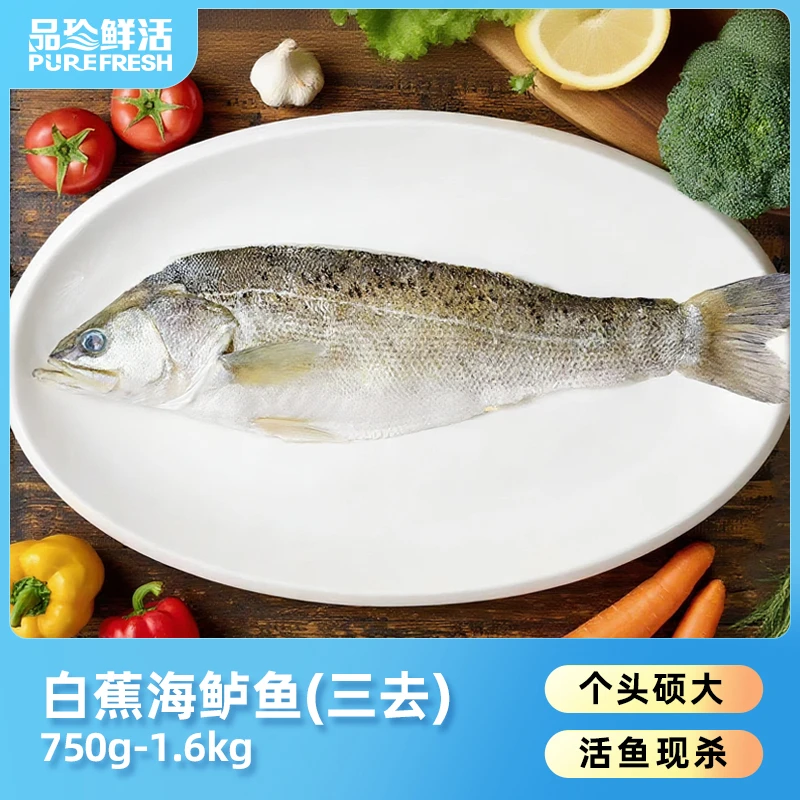 【品珍鲜活】三去开背大条海鲈鱼750g-1600g