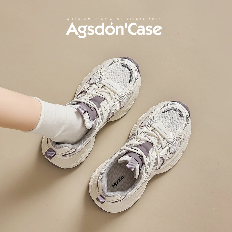 奥古狮登老爹鞋女2025新款秋季网面透气厚底运动鞋增高百搭休闲鞋