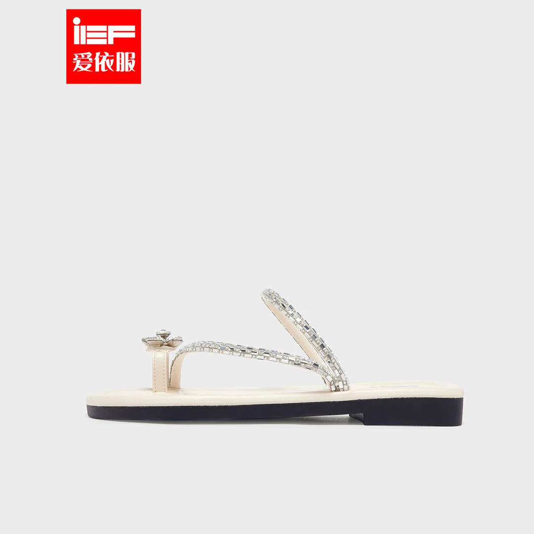 IEF/爱依服2025夏季新款小众法式仙女风外穿圆头夹趾平底拖流光风