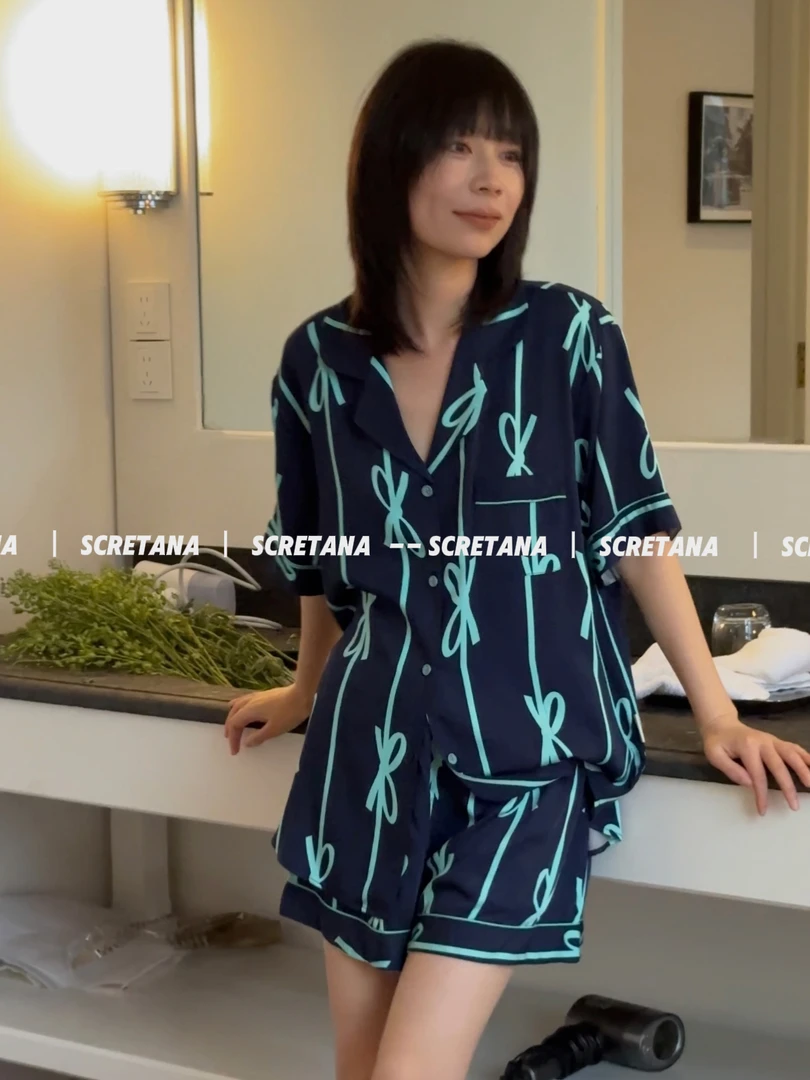 SCRETANA/安娜的秘密ing蝴蝶夏季甜美小清新小众森系撞色家居服
