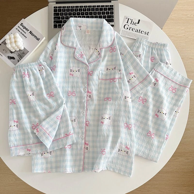 【到手三件】可爱卡通云朵棉短袖短裤睡衣女夏季薄款甜美风家居服