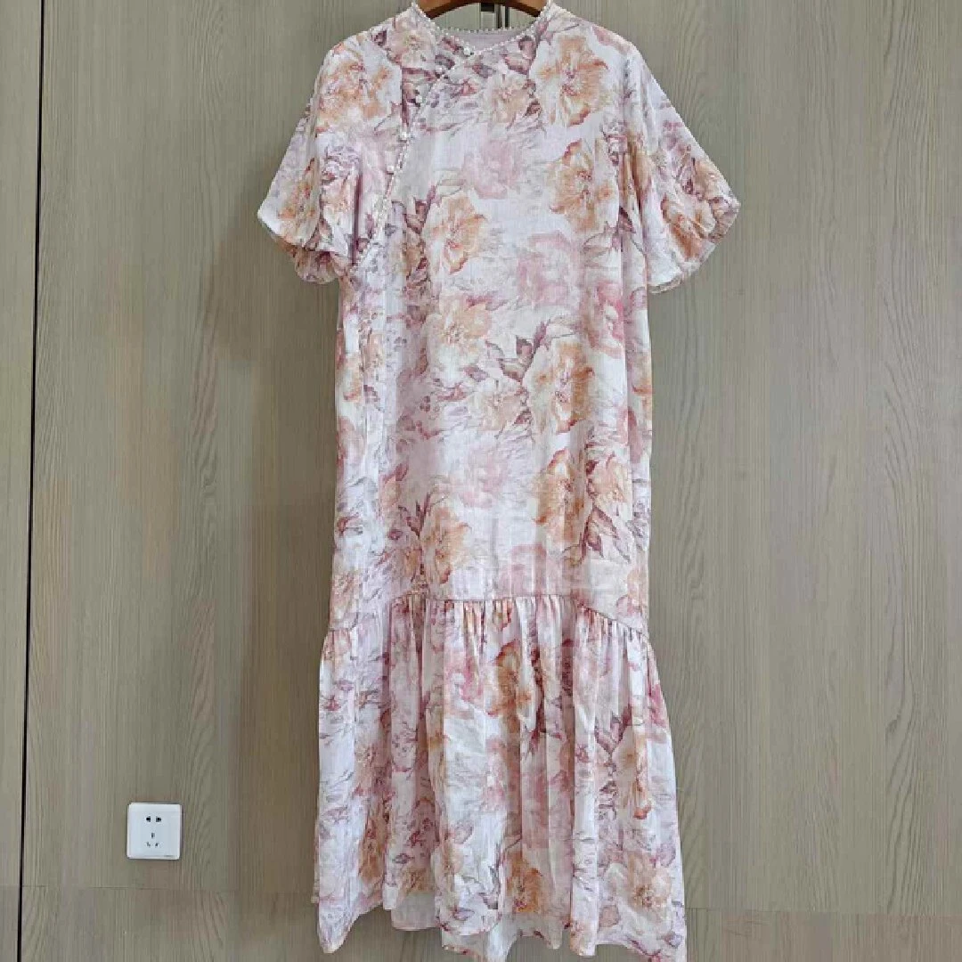 潮流设计师碎花气质艳冠群芳连衣裙/21460