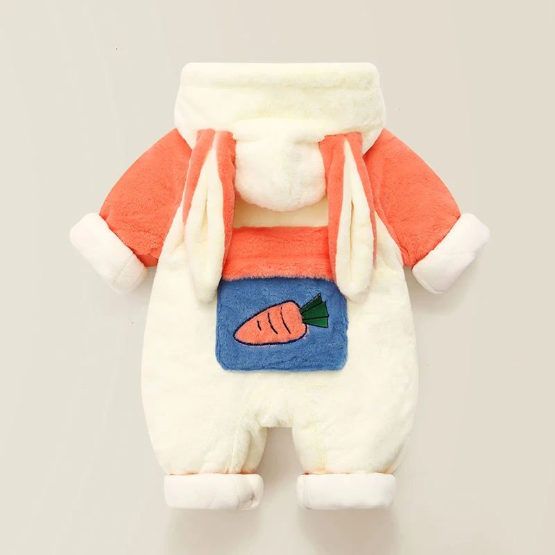 外出冬季男女宝宝满月服爬服加绒保暖套装新生儿婴儿衣服连体衣潮