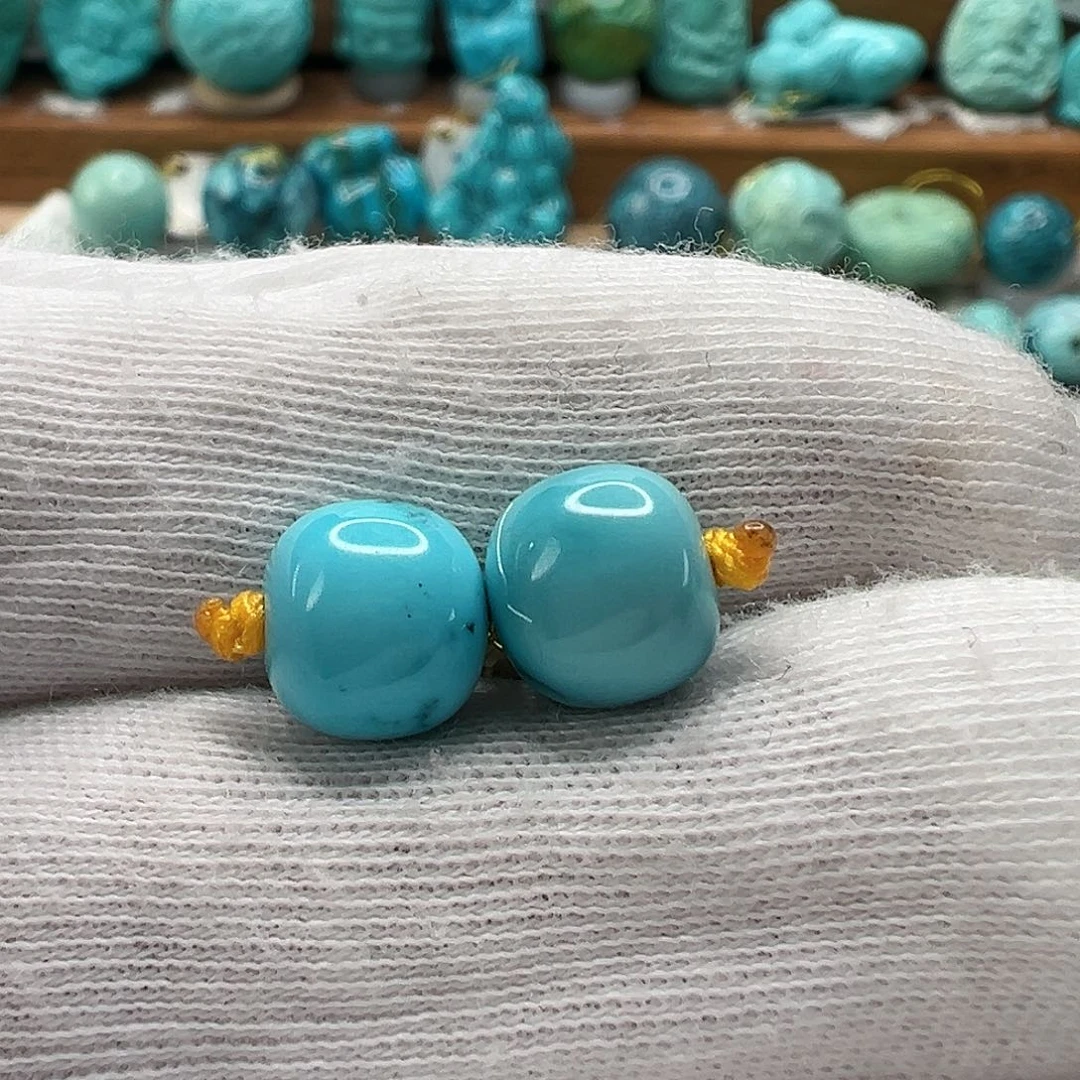 绿松石老型对珠 未镶嵌