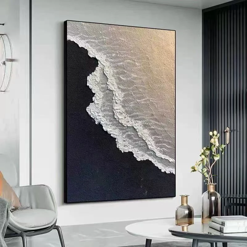 【黑白大海】高级感客厅装饰画壁画大气抽象大海艺术客厅背景墙挂画