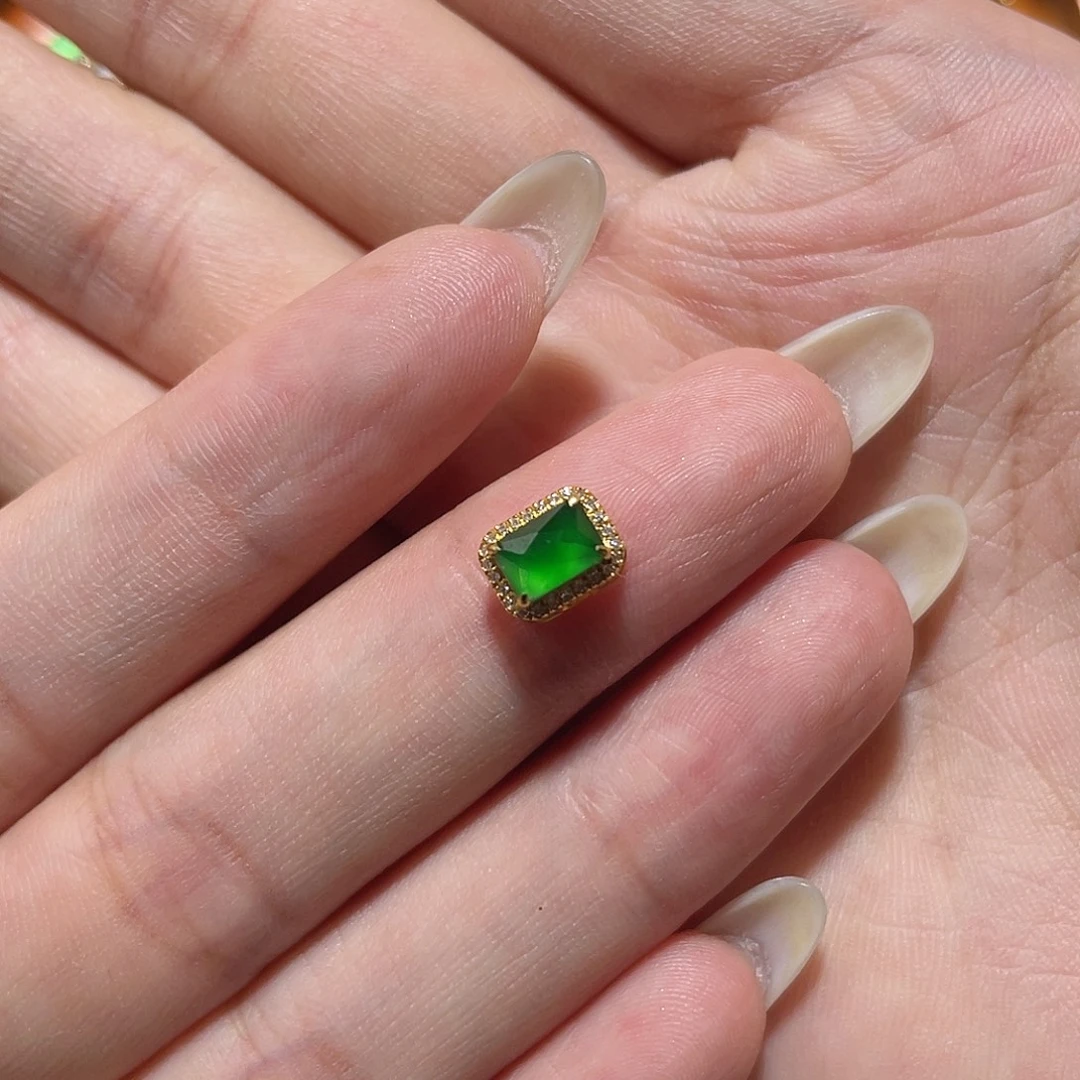 安***妞翡翠18K金镶嵌吊坠(不含链)