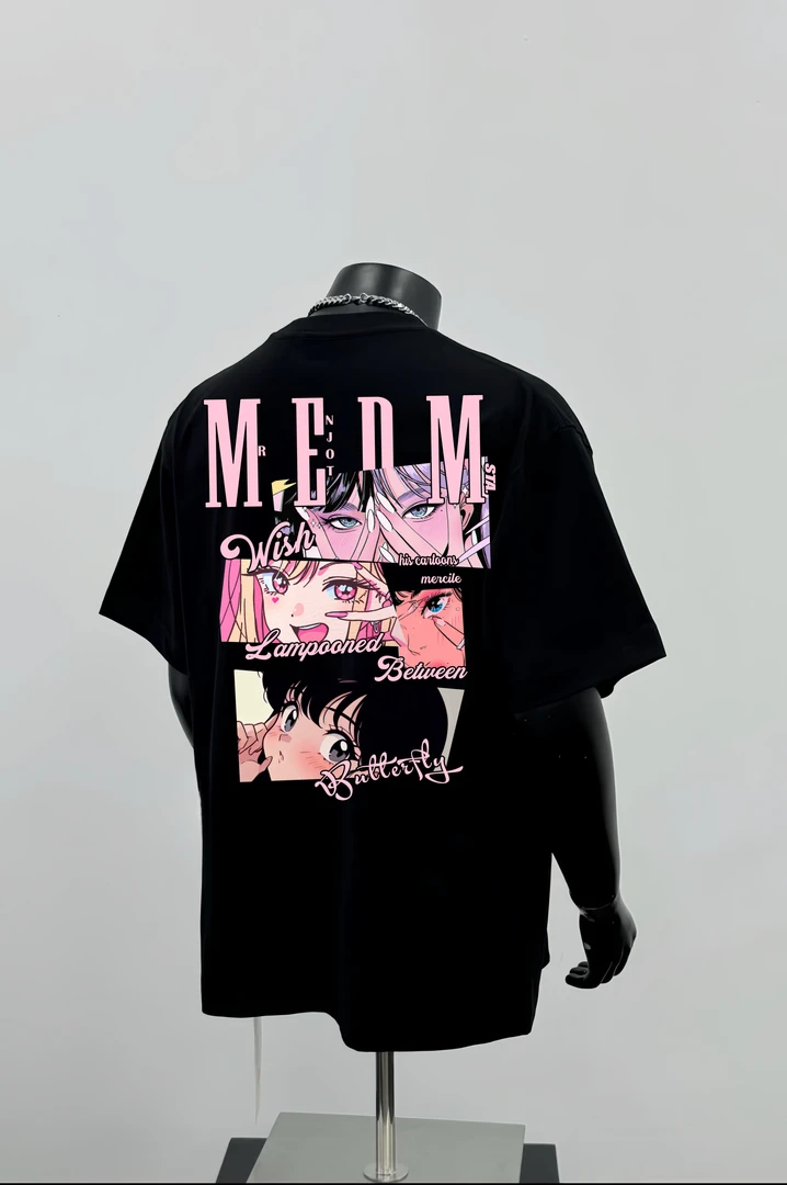 STA.MEDM联名美式复古动漫印花纯棉短袖T恤女男2025夏季美式上衣