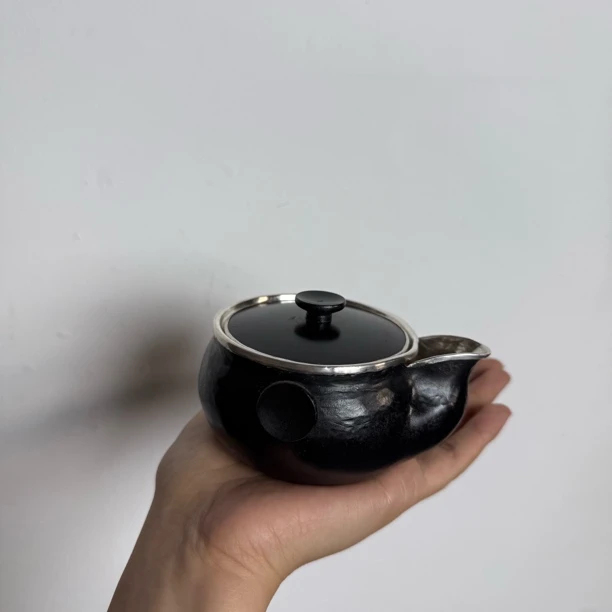 34号纯手工铁包银手抓壶泡壶黑色复古