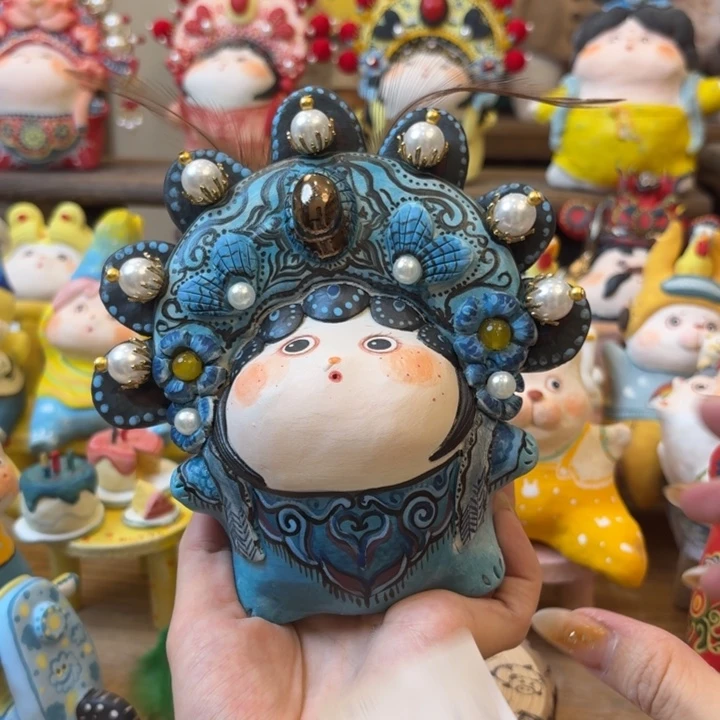 没***词摆件手捏陶艺摆件