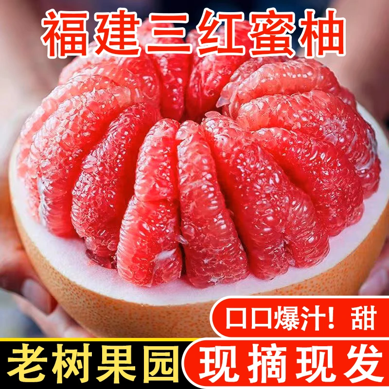 【精品果】三红柚福建平和琯溪蜜柚正宗香甜多汁果园直发现摘现发