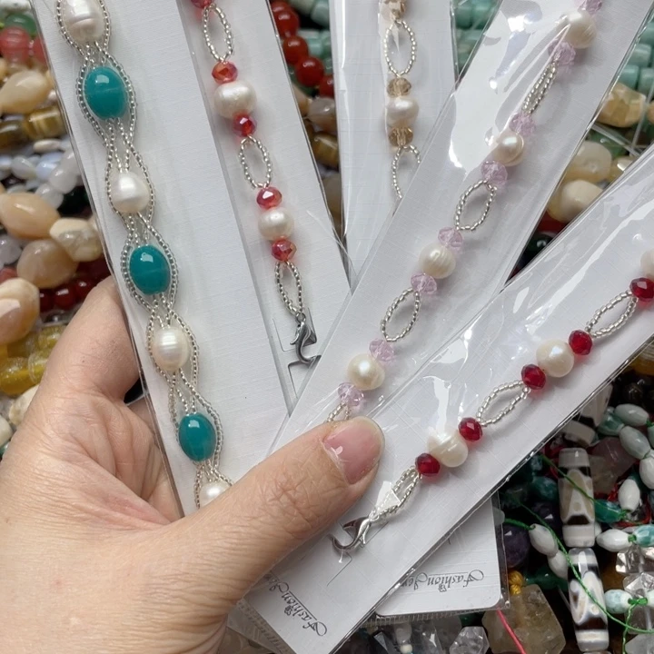 玛瑙/玉髓合金珠宝半成品一条珍珠手链