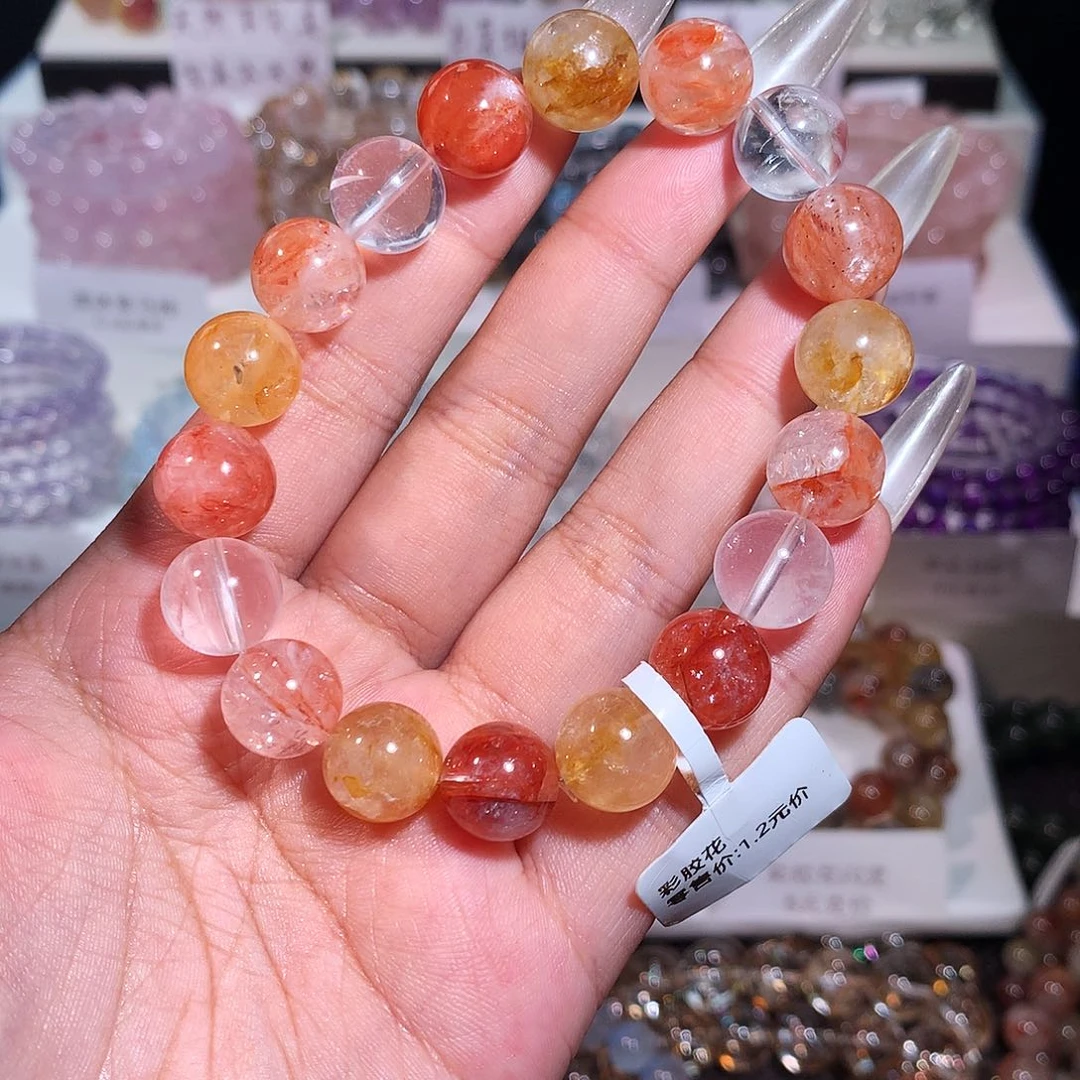 未镶嵌手串水晶（净体彩胶花12）