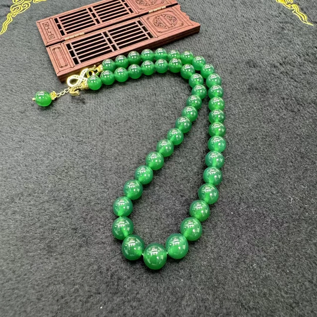 【刘少文】卡10左右星辰耀阳绿玛瑙项链-ML-E155