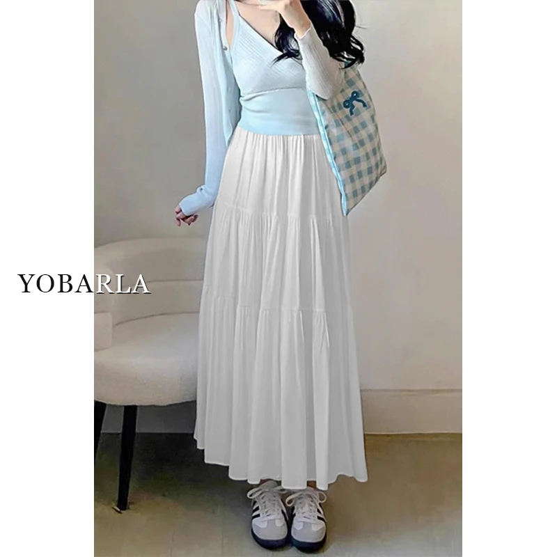 白色蛋糕裙女秋季新款大码梨型身材胖mm高腰中长款显瘦a字半身裙