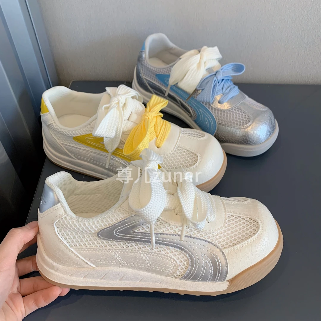 尊儿2025夏季网面运动镂空板鞋透气百搭软底薄款学生ins小众潮鞋