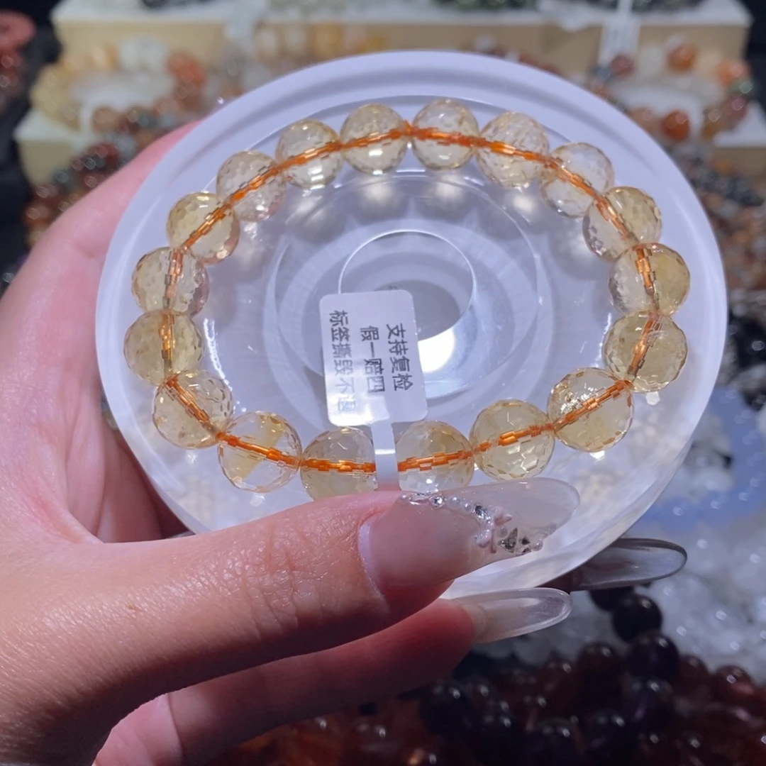 水晶手串未镶嵌黄水切面