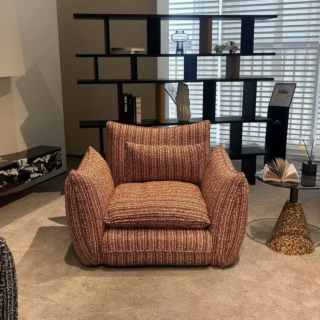 香奈儿休闲椅意式极简单人沙发椅小户型懒人圈纱布艺躺椅