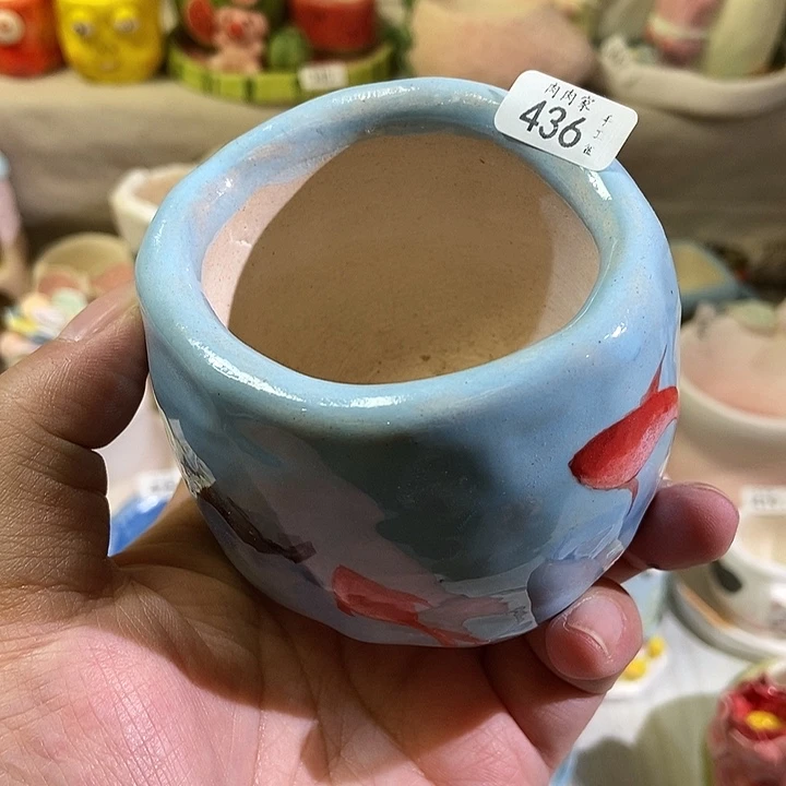 436 手工手绘盆 满29包邮