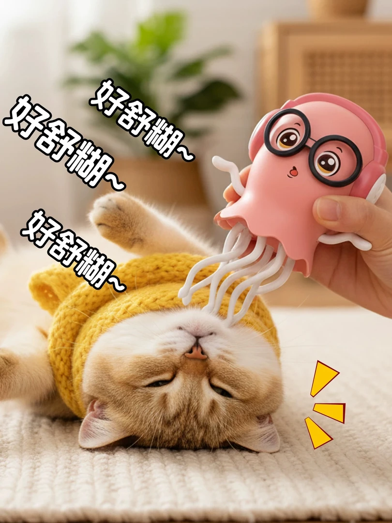 猫咪按摩器章鱼八爪鱼按摩仪头部头皮按摩爪自动跳舞电动蹭痒神器