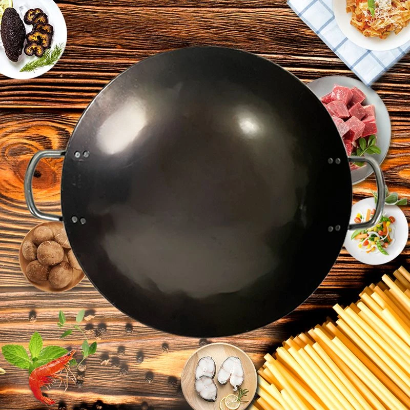 炒菜铁锅正品100%纯铁锅不粘锅无涂层炒菜锅家用不粘锅燃气灶专用
