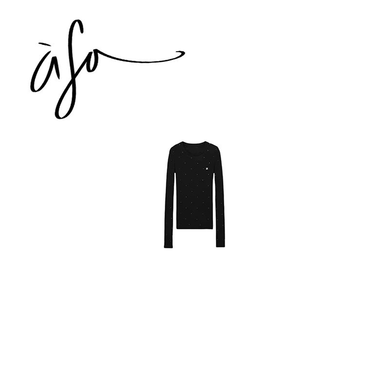 ASA-三色圆领烫钻长袖