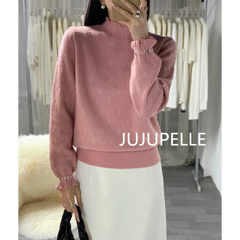 2025秋冬新款洋气百搭半高领针织衫女宽松精致打底衫上衣套头毛衣