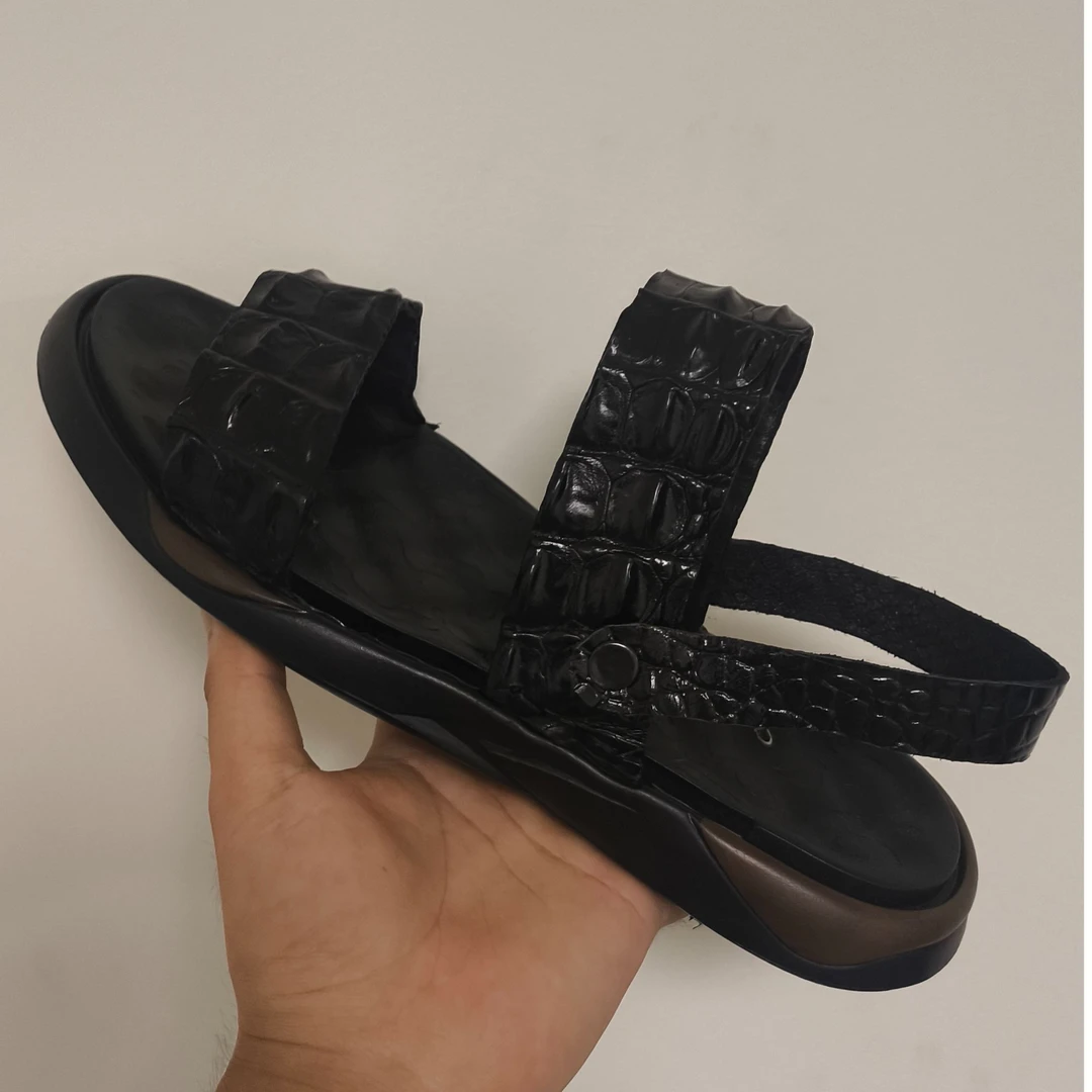 休闲纯色透气耐磨露趾编制沙滩鞋潮流沙滩时尚男士