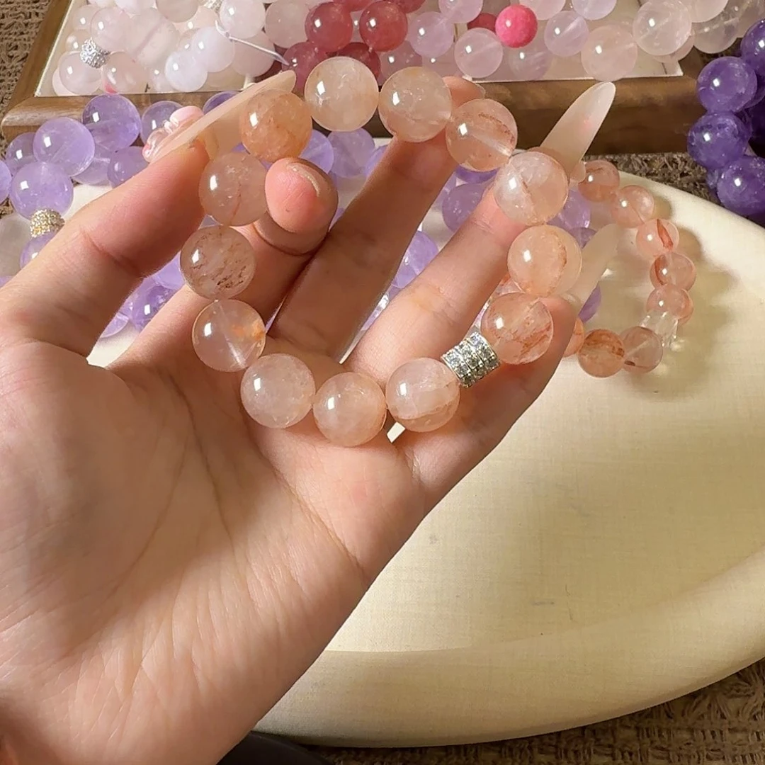 f***y水晶手链未镶嵌粉胶花14卡