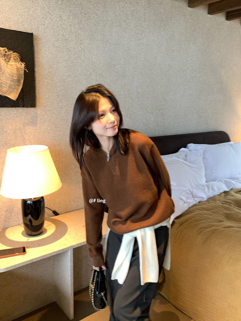 【芳龄F.LING】枫 厚款时尚连帽毛针织衫休闲百搭FL01495