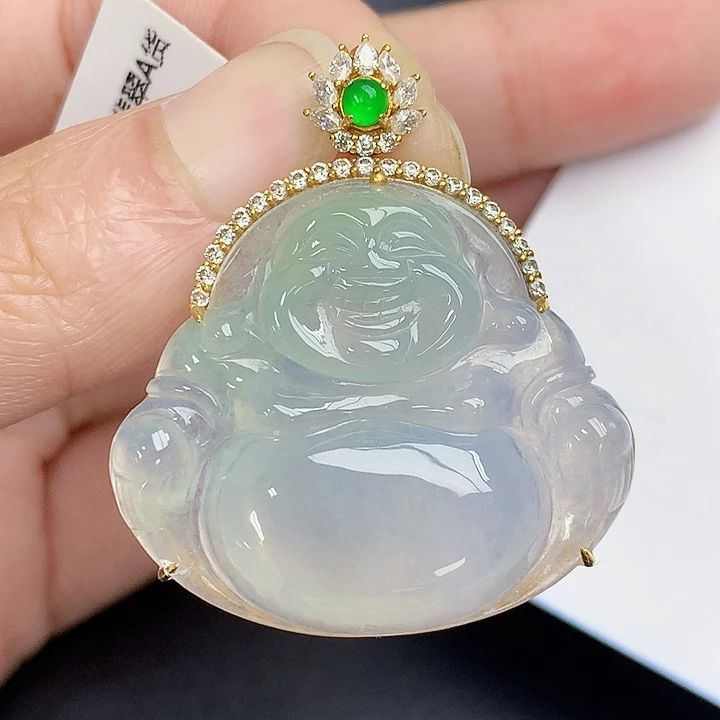 颈饰18K金镶嵌翡翠天然A货
