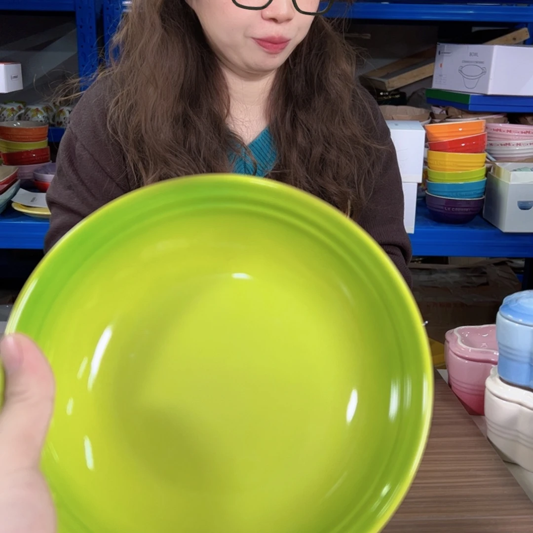 老姊妹家瓷器好漂亮果绿色燕麦碗